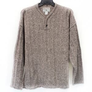 Work Wear Vtg Men's Wool Pullover Sweater V-Neck Long Sleeve Casual Button Large